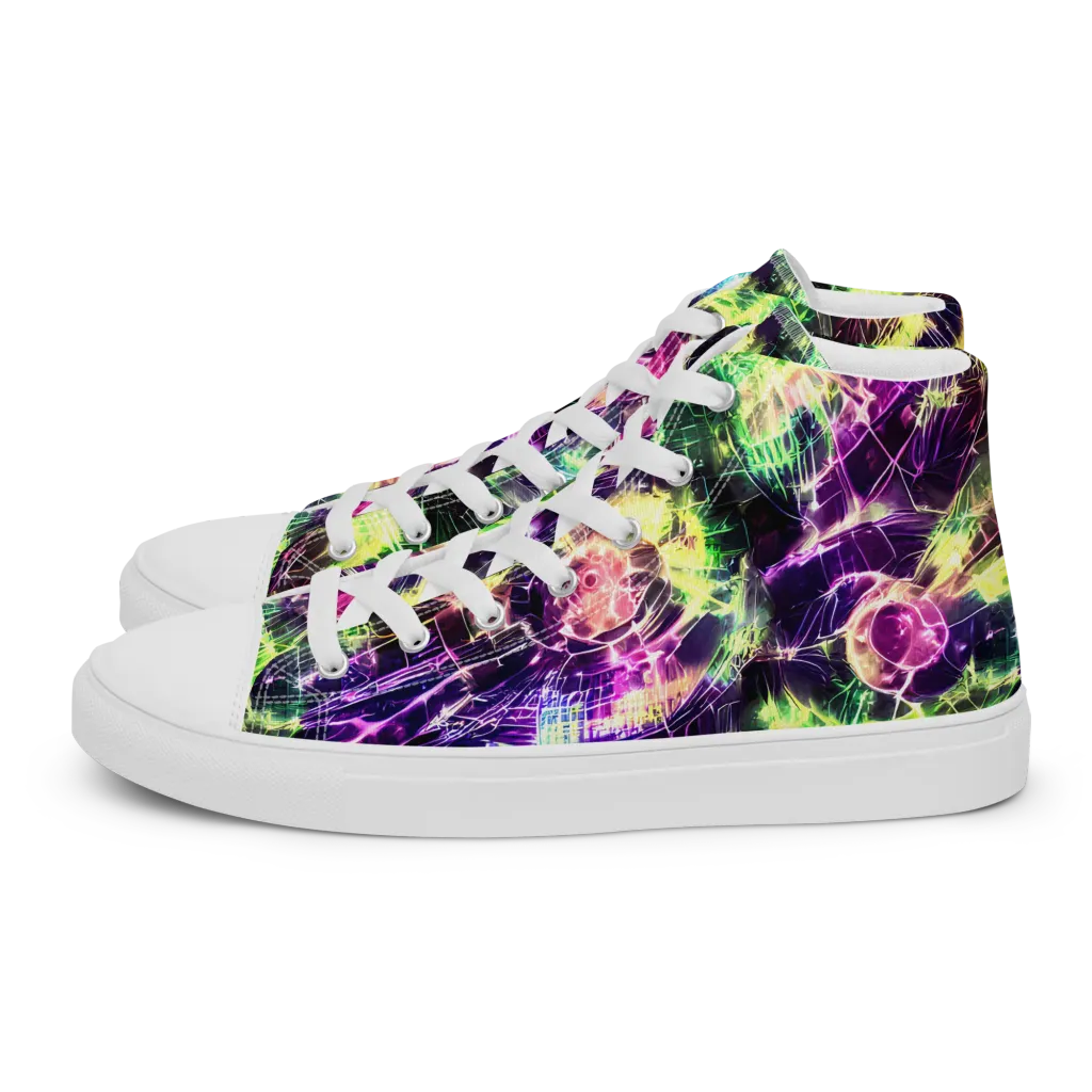 Ultraviolet Collision on Men's High Top Canvas Shoes — Left