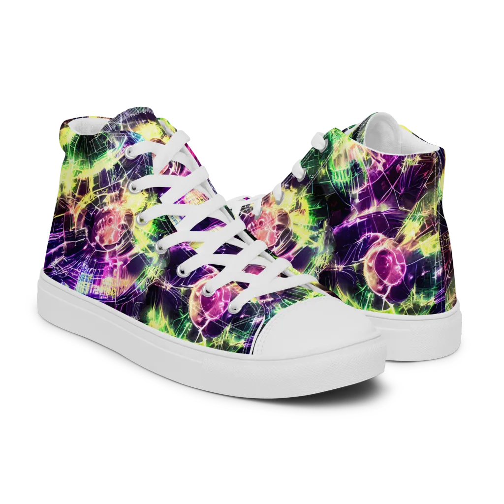 Ultraviolet Collision on Men's High Top Canvas Shoes — Right