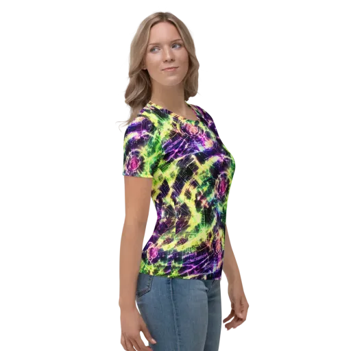 Ultraviolet Collision on a Women's Crew Neck T-Shirt
