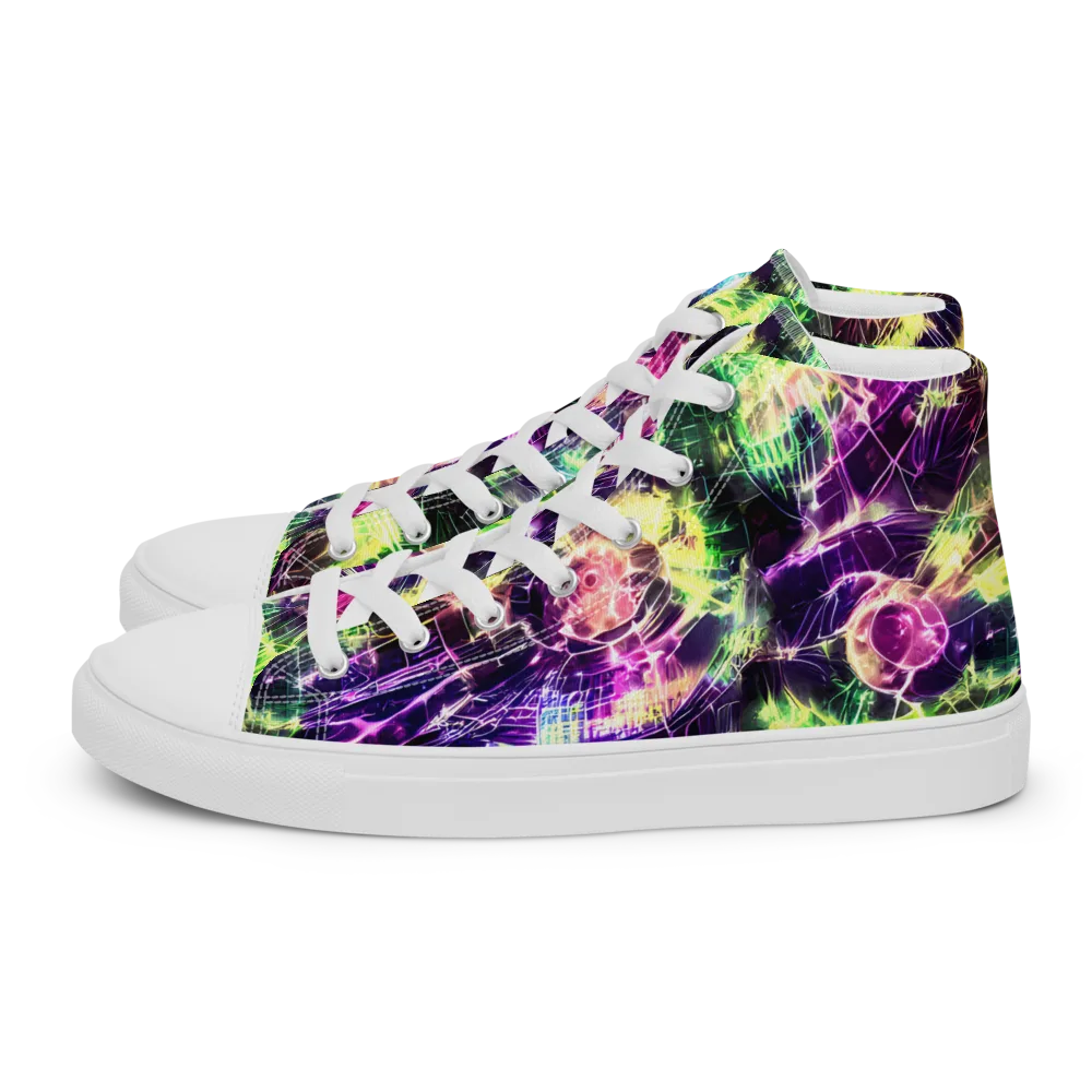 Ultraviolet Collision on Women's High Top Canvas Shoes — Left