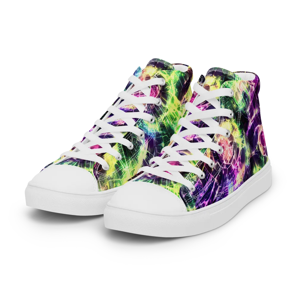 Ultraviolet Collision on Women's High Top Canvas Shoes — Left Front