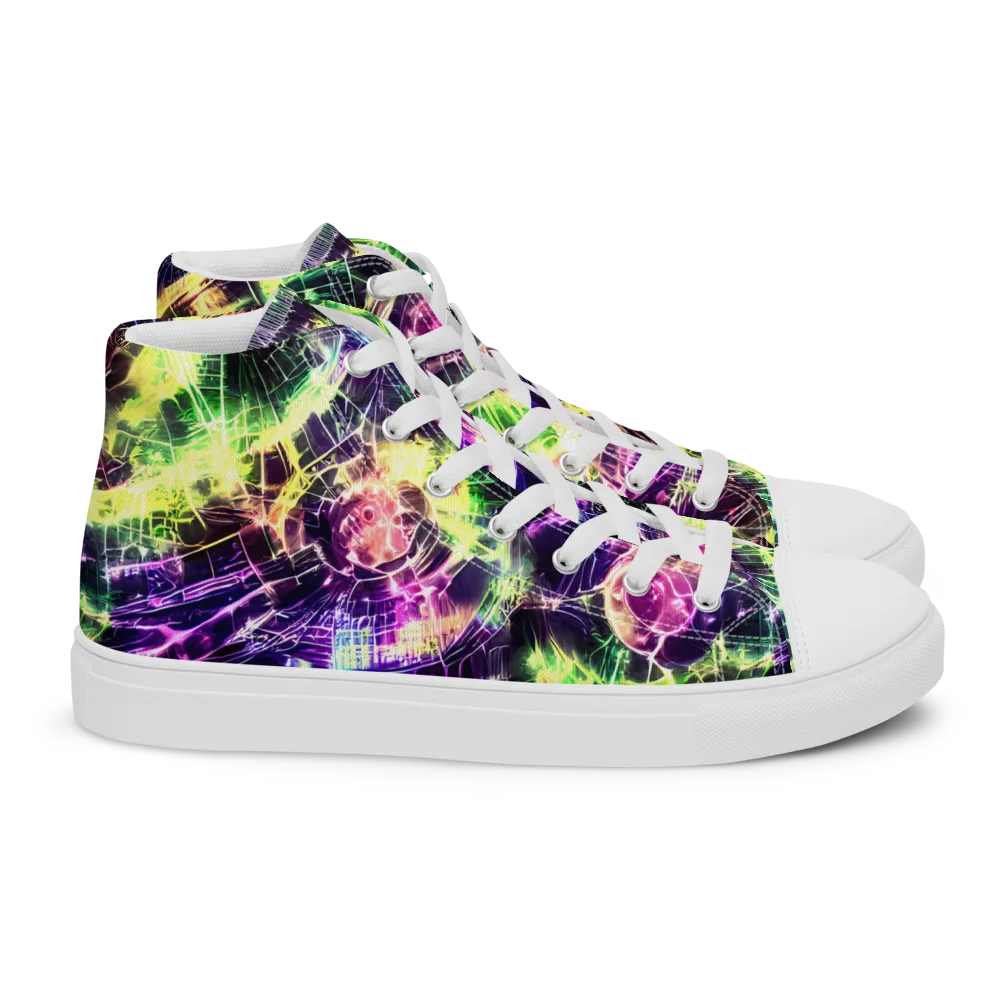 Ultraviolet Collision on Women's High Top Canvas Shoes — Right