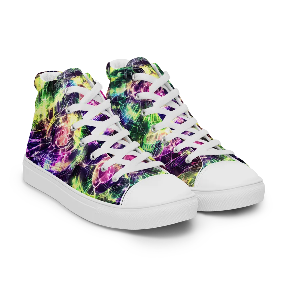 Ultraviolet Collision on Women's High Top Canvas Shoes — Right Front