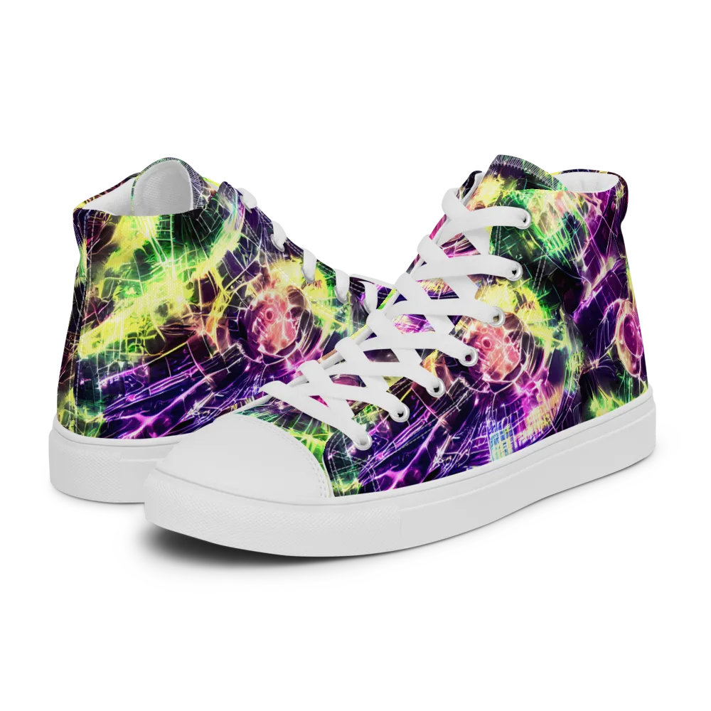 Ultraviolet Collision on Women's High Top Canvas Shoes — Left
