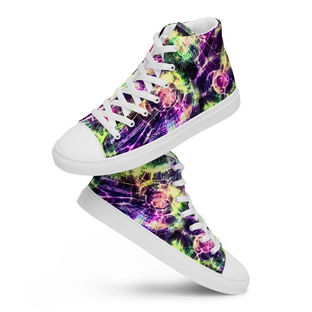 Ultraviolet Collision on Women's High Top Canvas Shoes — Front