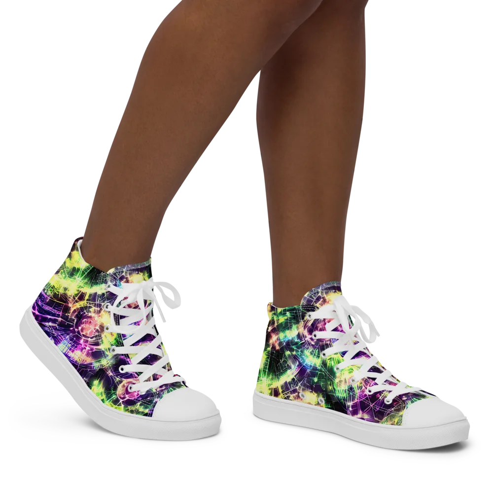 Ultraviolet Collision on Women's High Top Canvas Shoes — Right