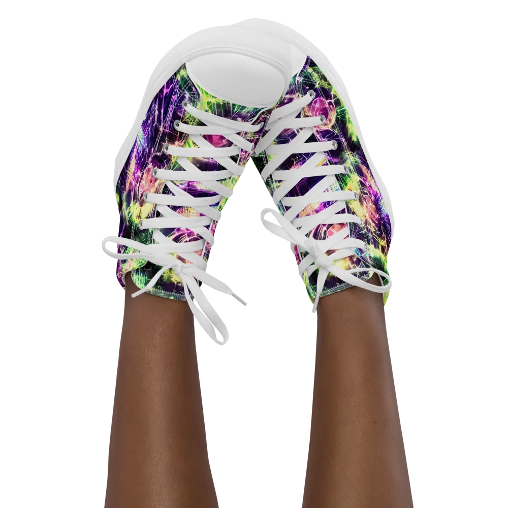 Ultraviolet Collision on Women's High Top Canvas Shoes — Front