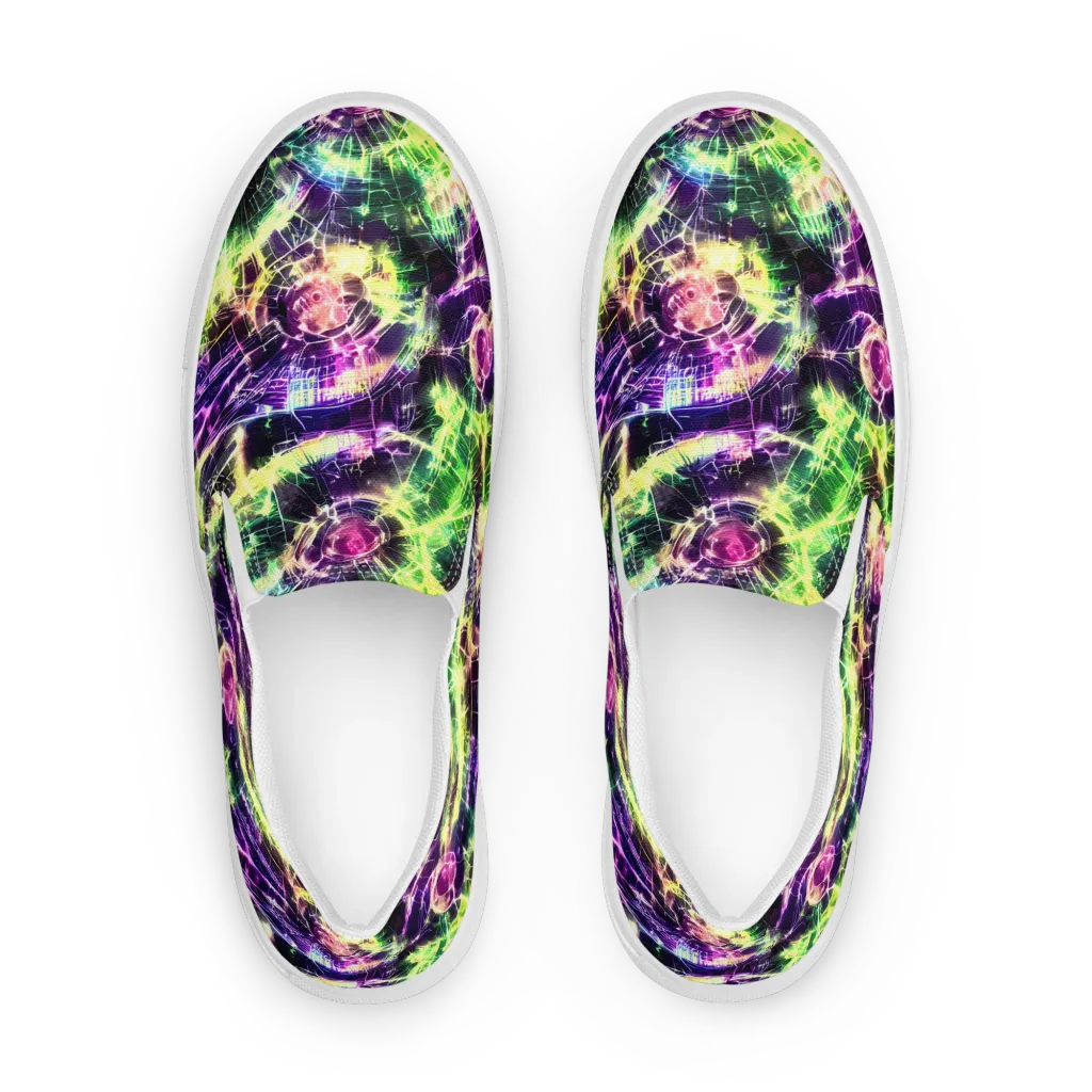 Ultraviolet Collision on Men's Slip-On Canvas Shoes — Front