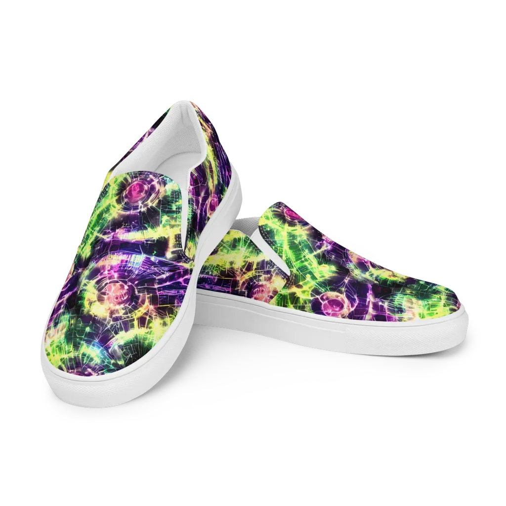 Ultraviolet Collision on Men's Slip-On Canvas Shoes — Left Front
