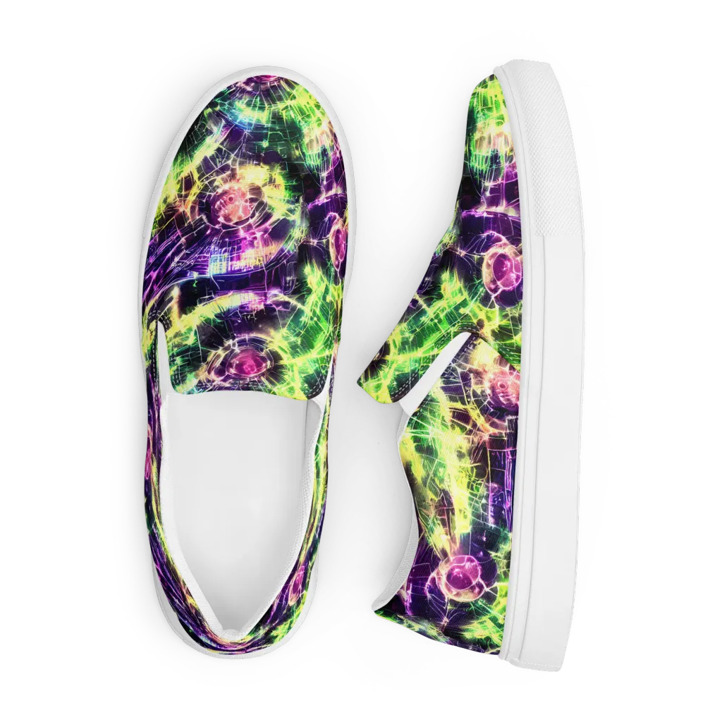 Ultraviolet Collision on Men's Slip-On Canvas Shoes — Front
