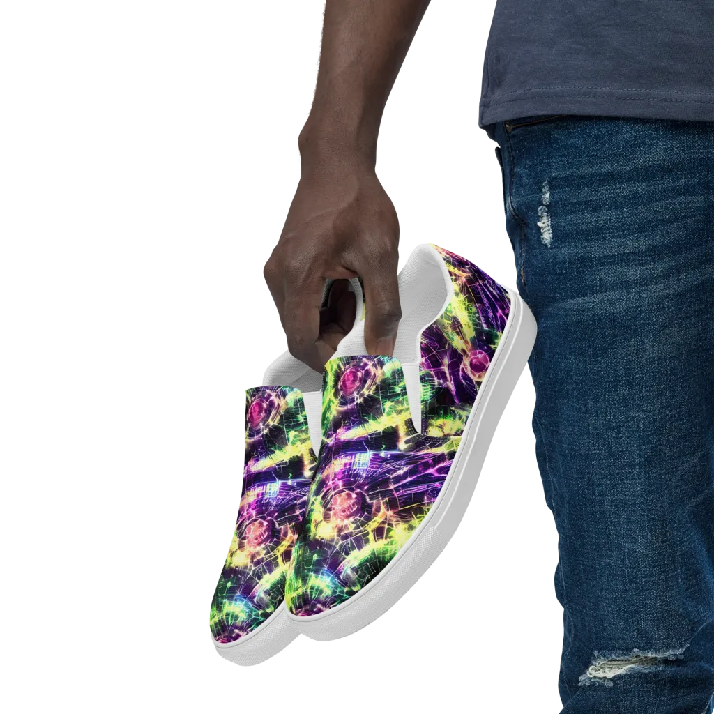 Ultraviolet Collision on Men's Slip-On Canvas Shoes — Left Front