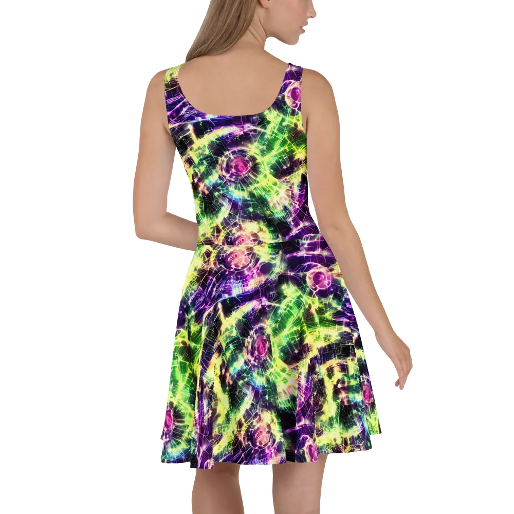Ultraviolet Collision on Skater Dress — Back