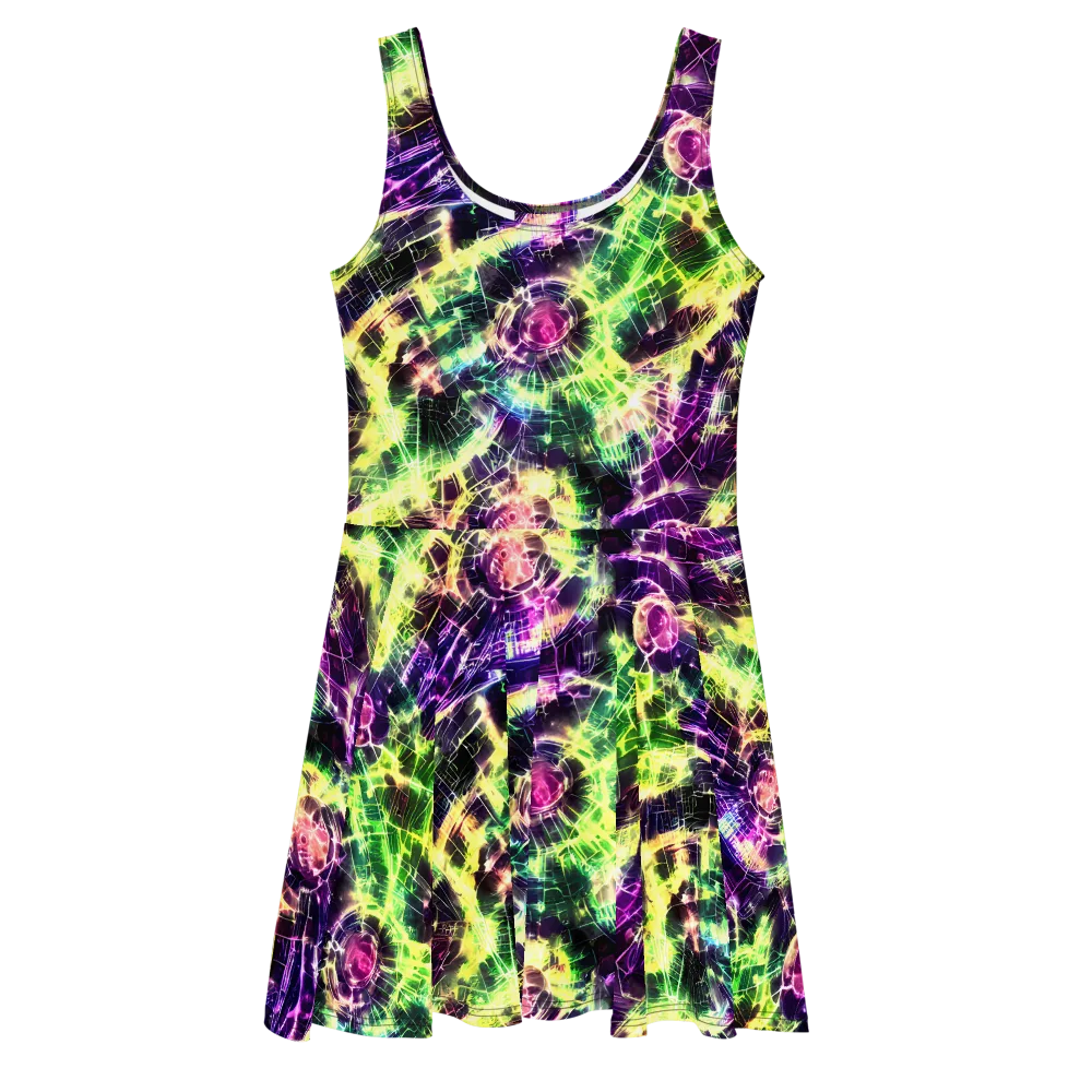Ultraviolet Collision on Skater Dress — Front