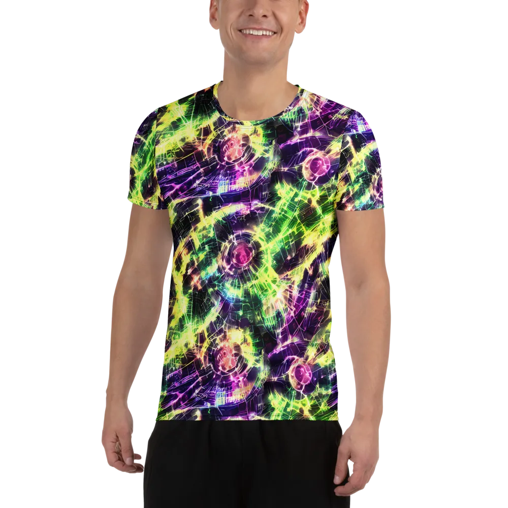 Ultraviolet Collision on Men's Athletic T-Shirt — Front