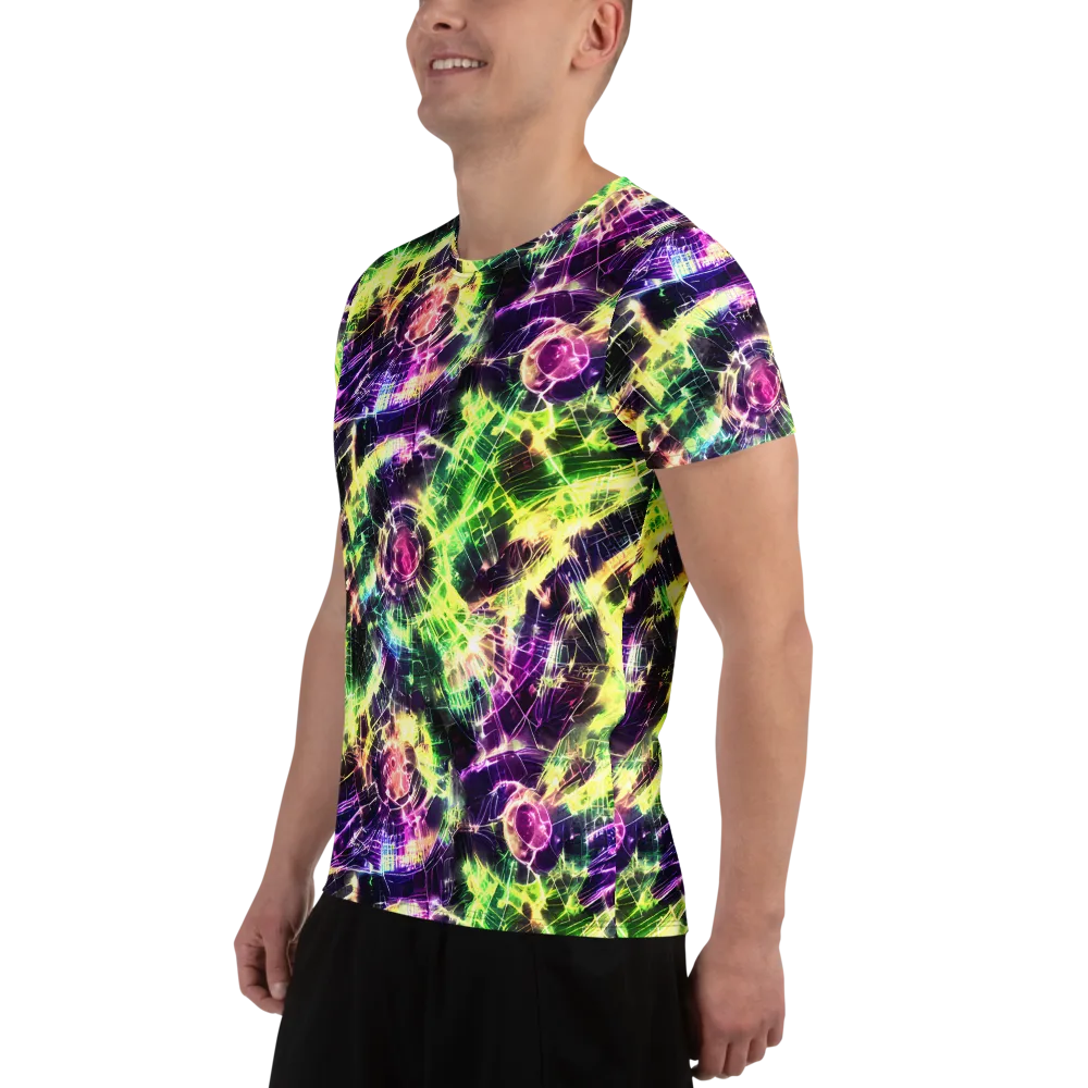 Ultraviolet Collision on Men's Athletic T-Shirt — Left