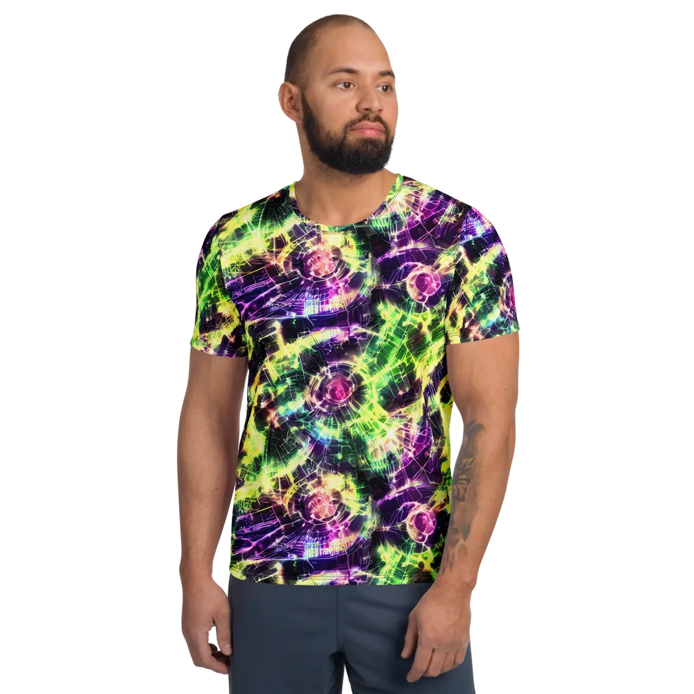 Ultraviolet Collision on Men's Athletic T-Shirt — Front