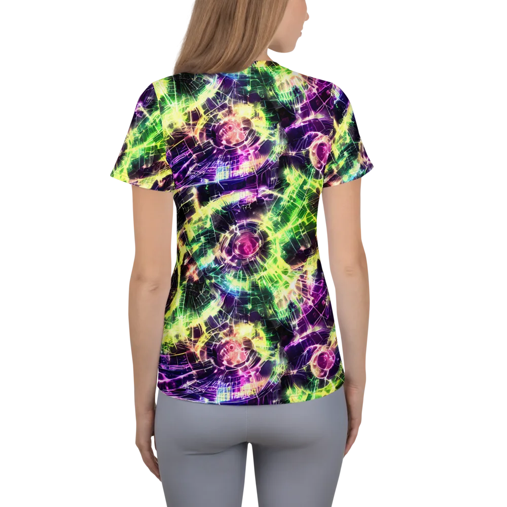 Ultraviolet Collision on Women's Athletic T-Shirt — Back