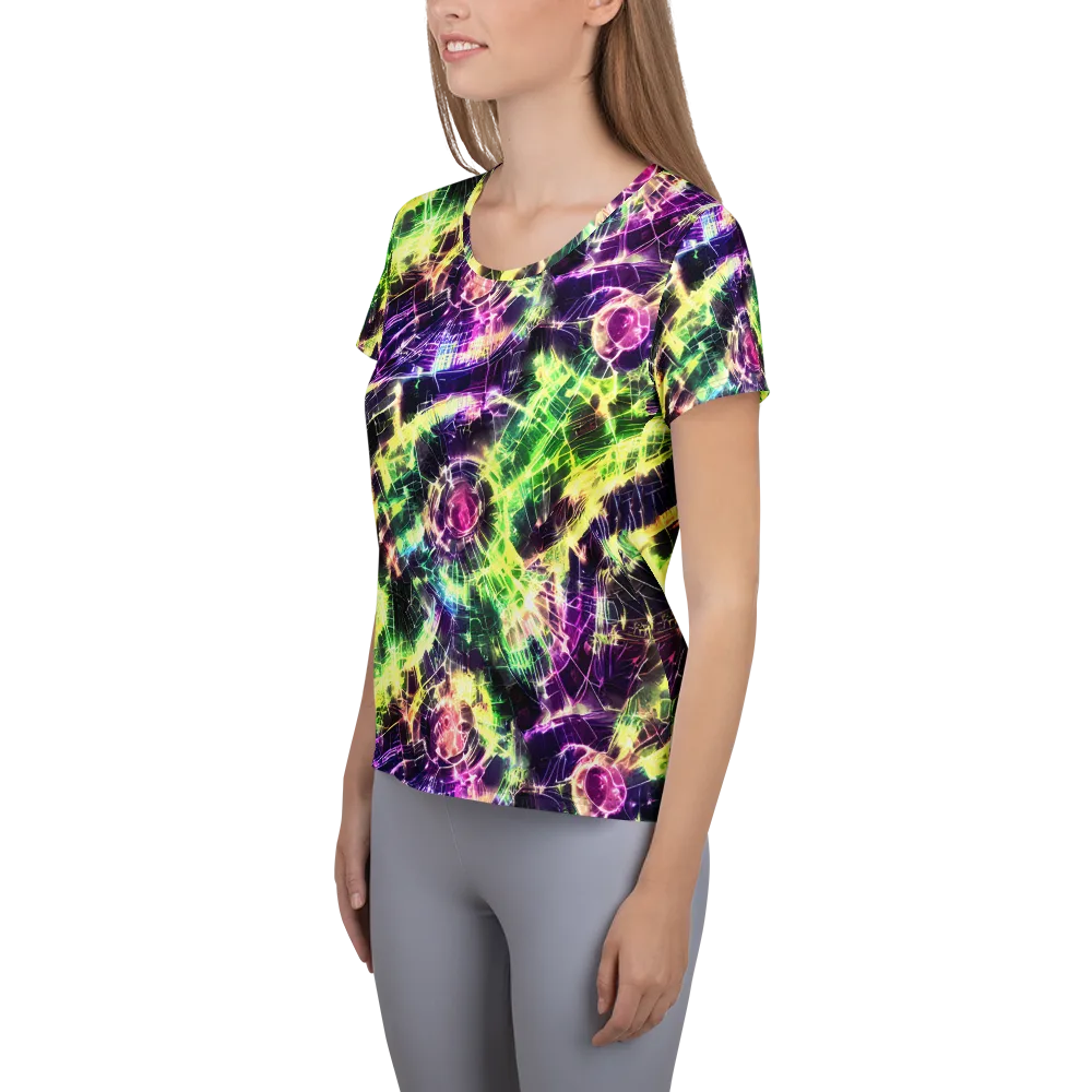 Ultraviolet Collision on Women's Athletic T-Shirt — Left