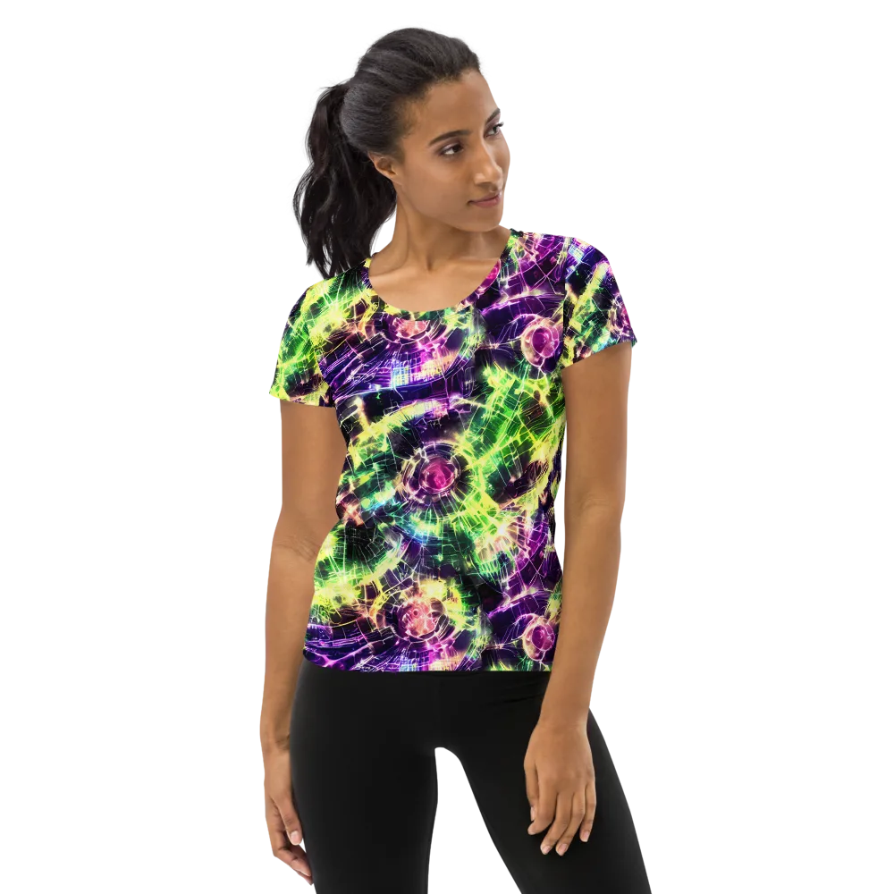 Ultraviolet Collision on Women's Athletic T-Shirt — Front