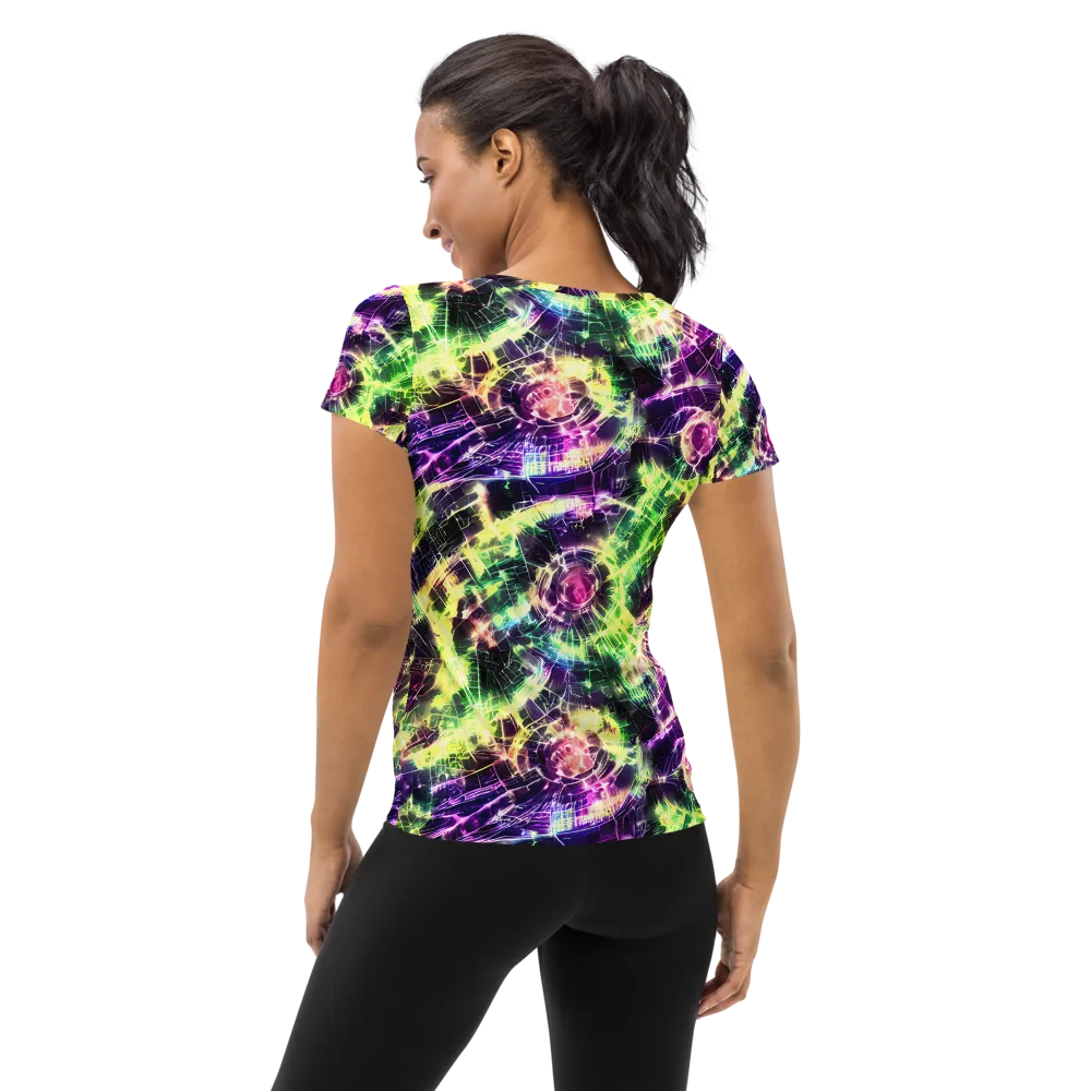Ultraviolet Collision on Women's Athletic T-Shirt — Back