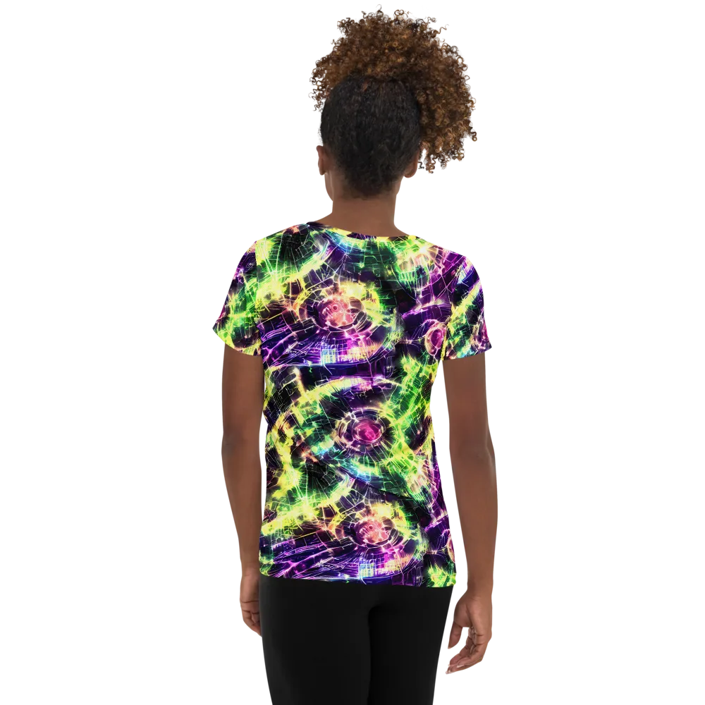 Ultraviolet Collision on Women's Athletic T-Shirt — Back