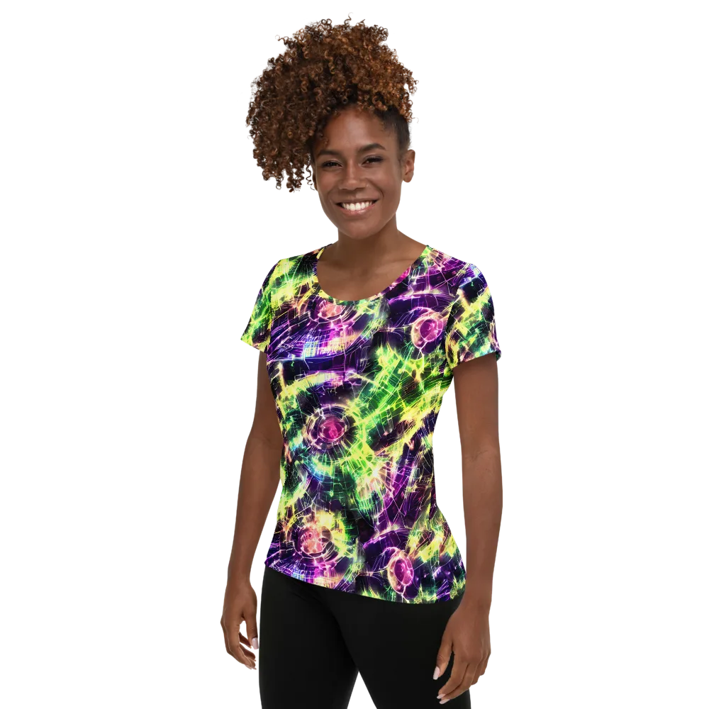 Ultraviolet Collision on Women's Athletic T-Shirt — Left