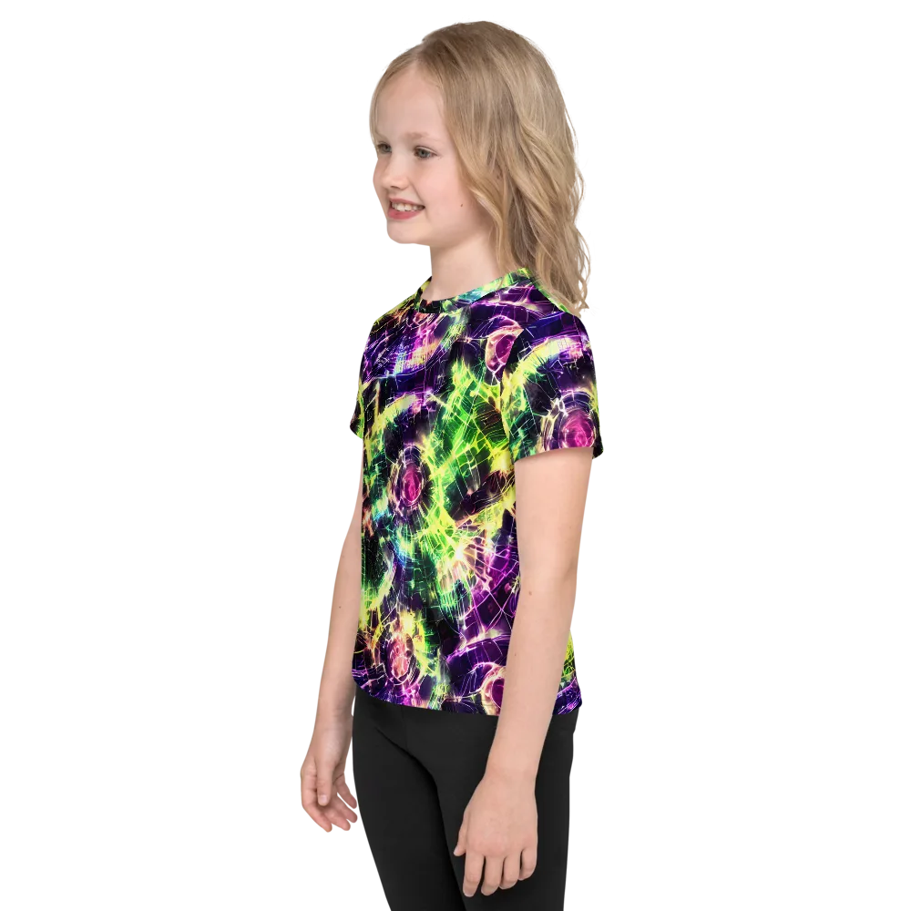 Ultraviolet Collision on Kids Crew Neck T-Shirt — Left