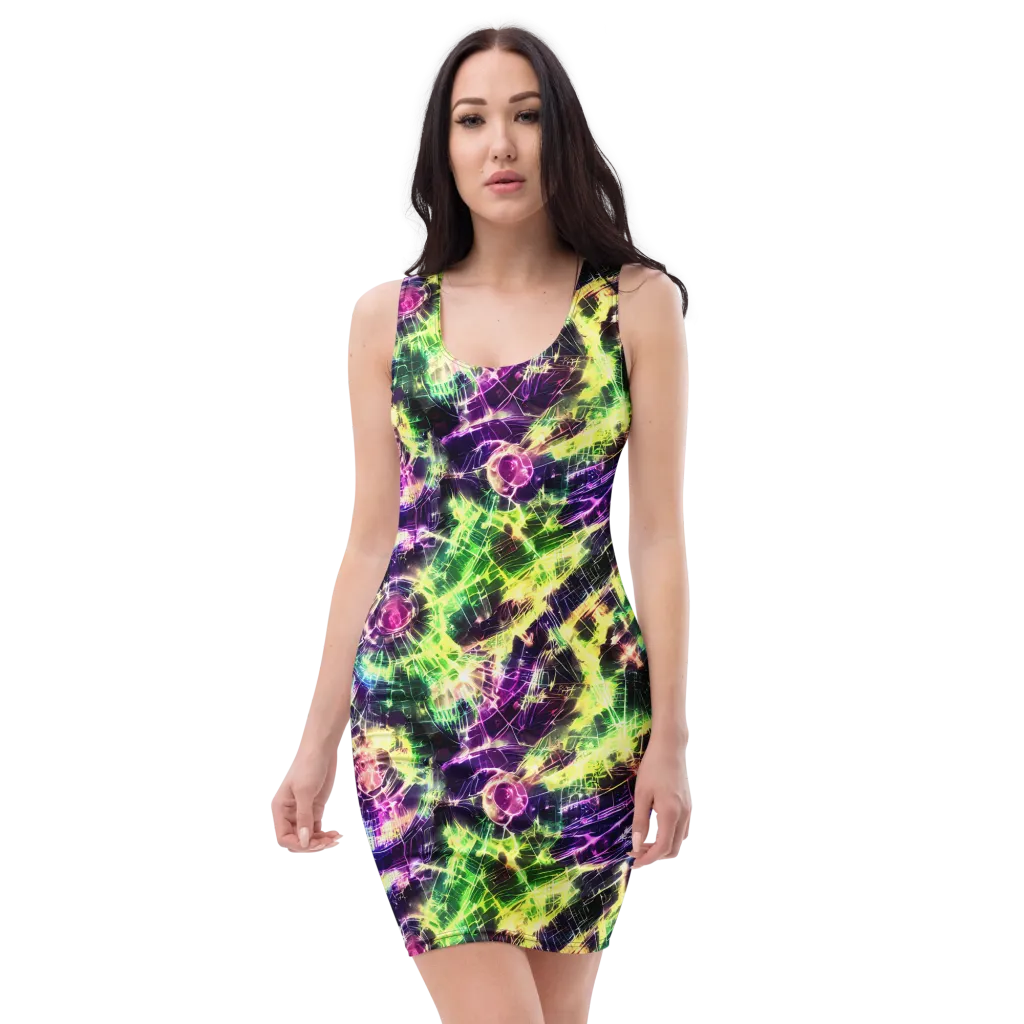Ultraviolet Collision on Bodycon Dress — Front