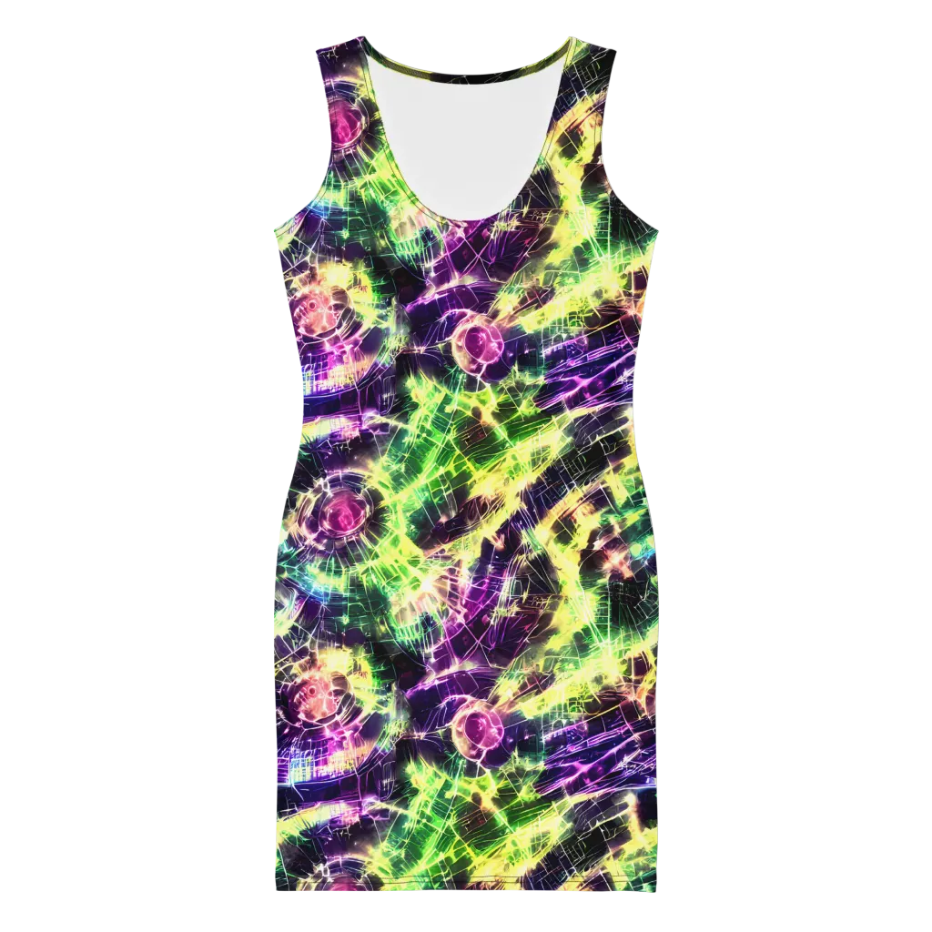 Ultraviolet Collision on Bodycon Dress — Front
