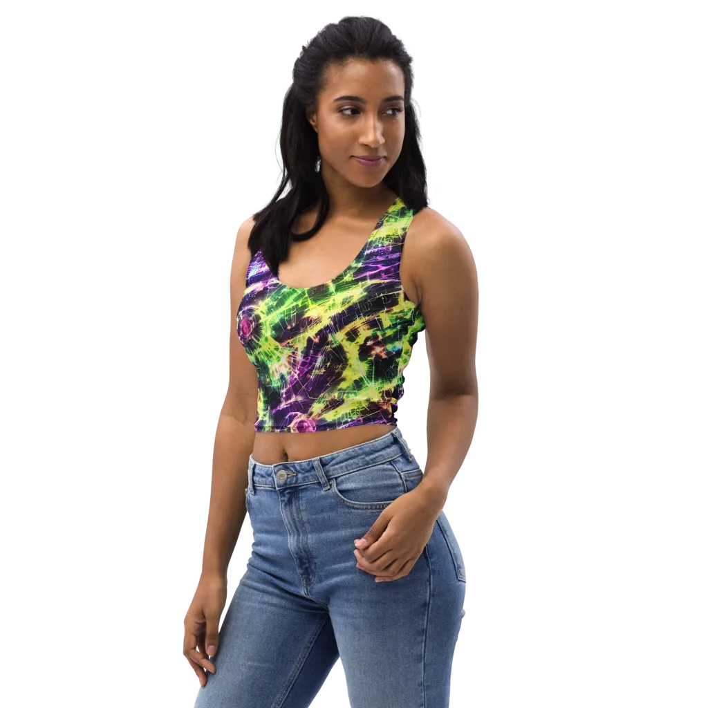 Ultraviolet Collision on Crop Top — Left Front