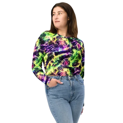 Ultraviolet Collision on a Long Sleeve Crop Top