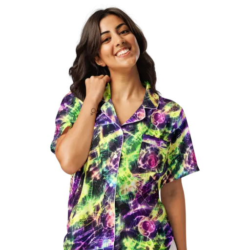Ultraviolet Collision on a Women's Short Sleeve Pajama Top