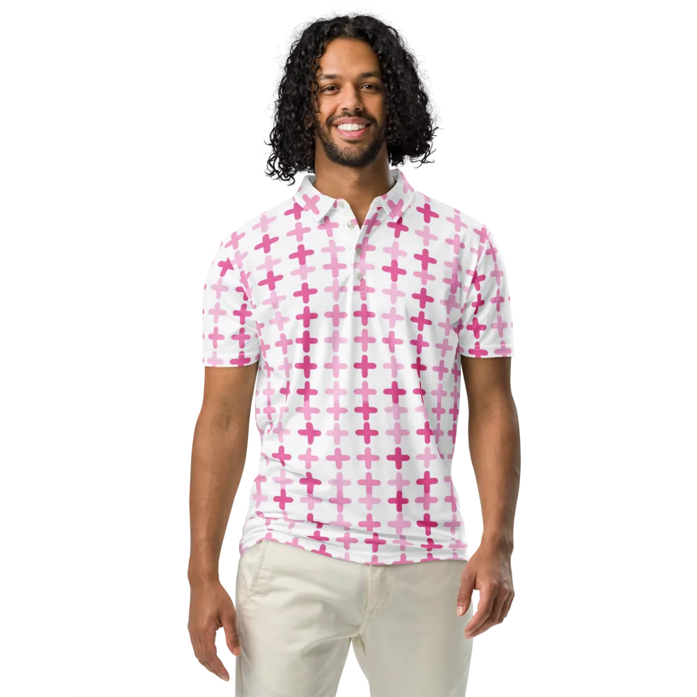 Candy Crosses on Men's Slim Fit Polo Shirt — Front