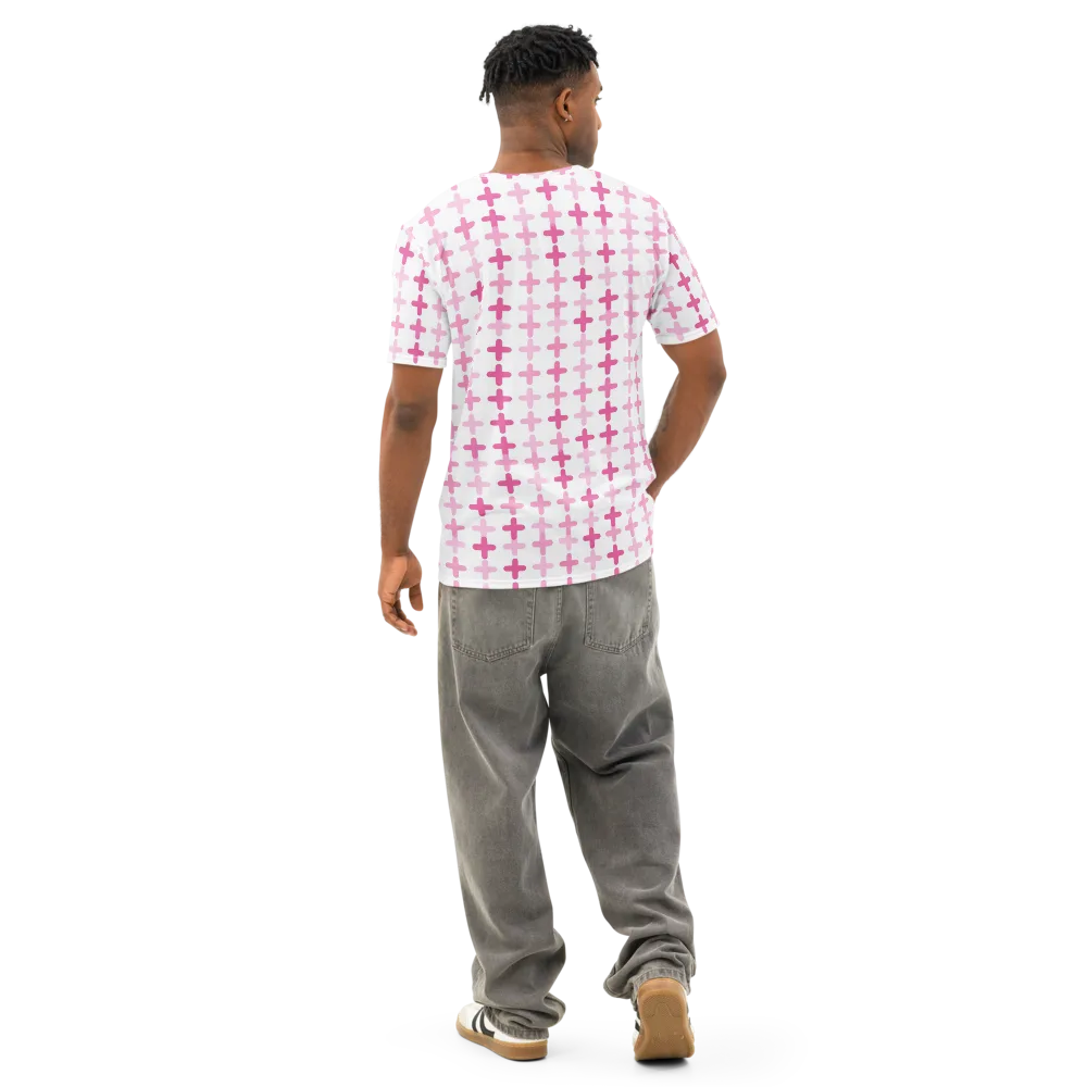 Candy Crosses on Men's Cotton Crew Neck T-Shirt — Back