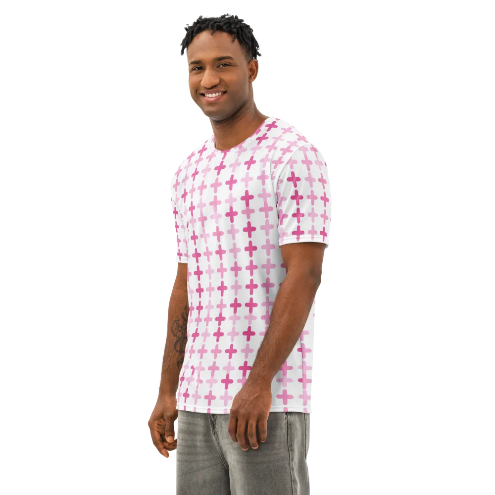 Candy Crosses on Men's Cotton Crew Neck T-Shirt — Left Front