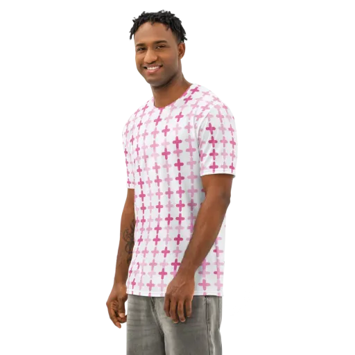 Candy Crosses on a Men's Cotton Crew Neck T-Shirt