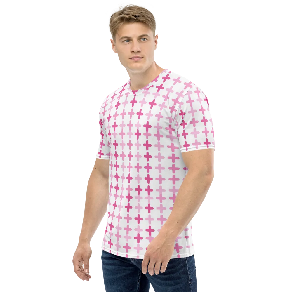 Candy Crosses on Men's Crew Neck T-Shirt — Left