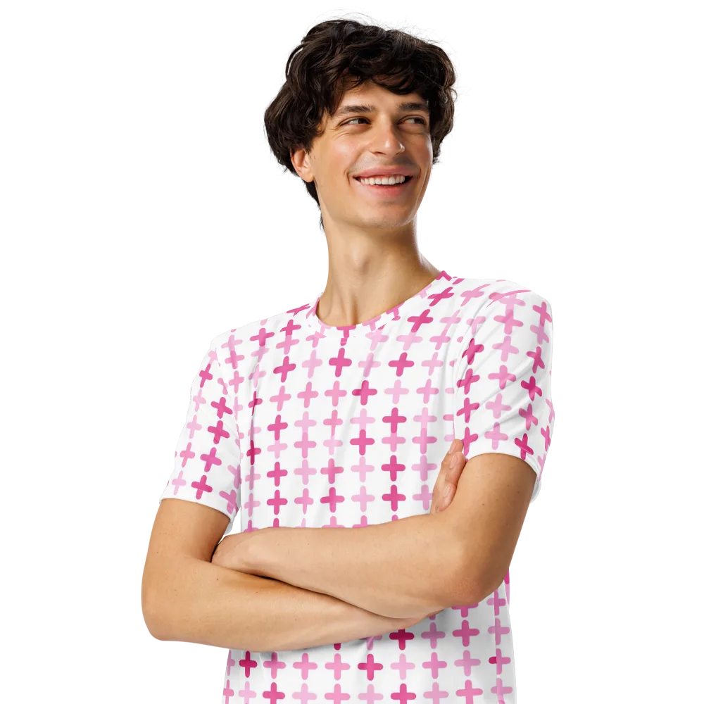 Candy Crosses on Men's Crew Neck T-Shirt — Left Front