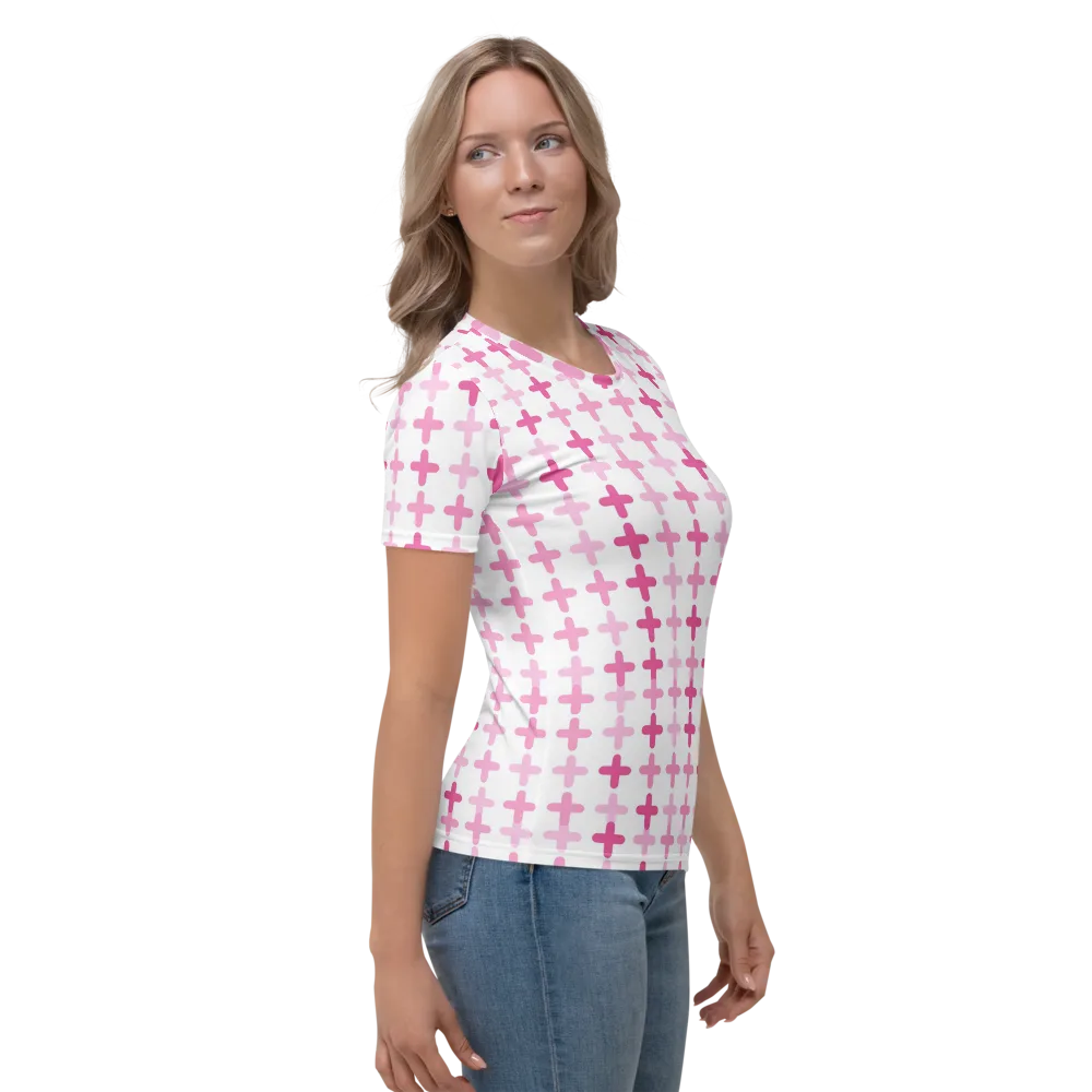 Candy Crosses on Women's Crew Neck T-Shirt — Right
