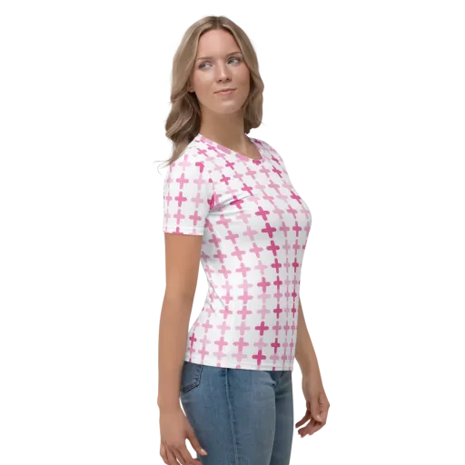 Candy Crosses on a Women's Crew Neck T-Shirt