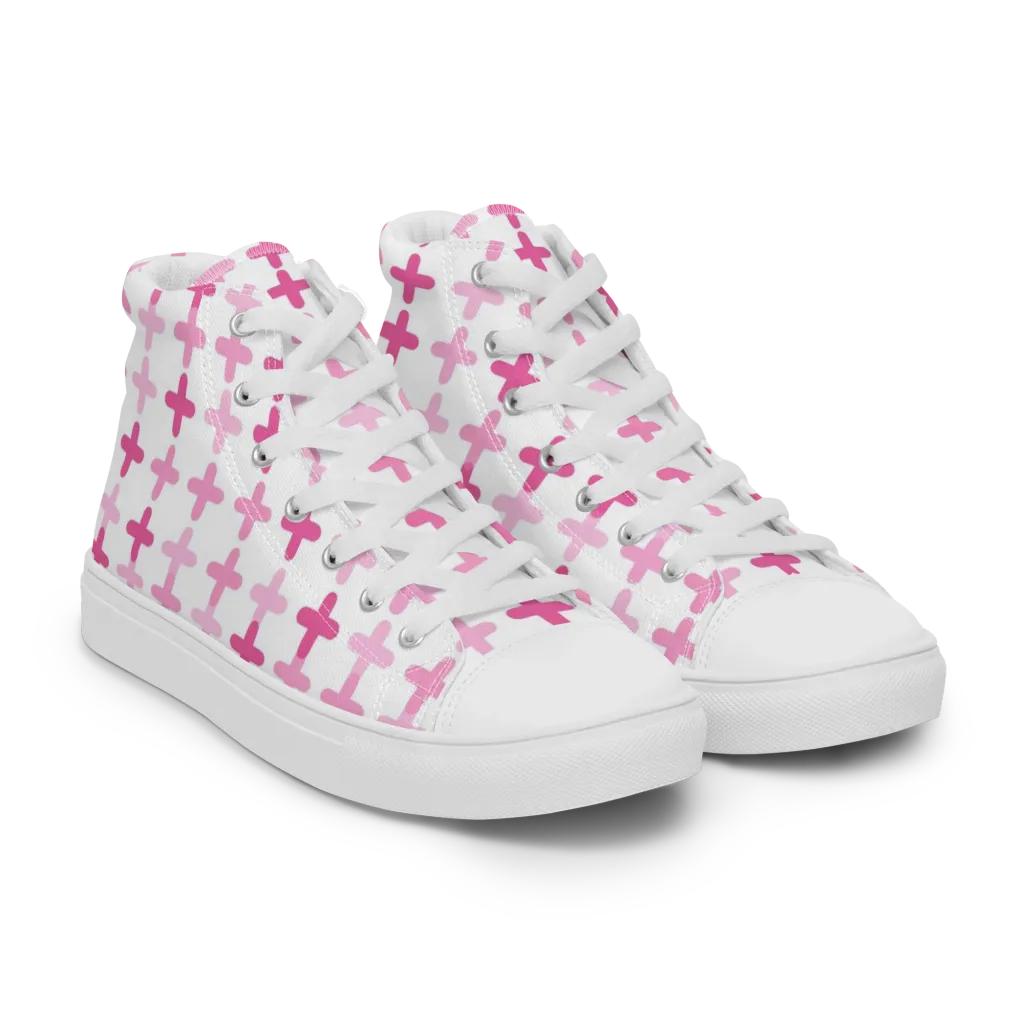 Candy Crosses on Women's High Top Canvas Shoes — Right Front