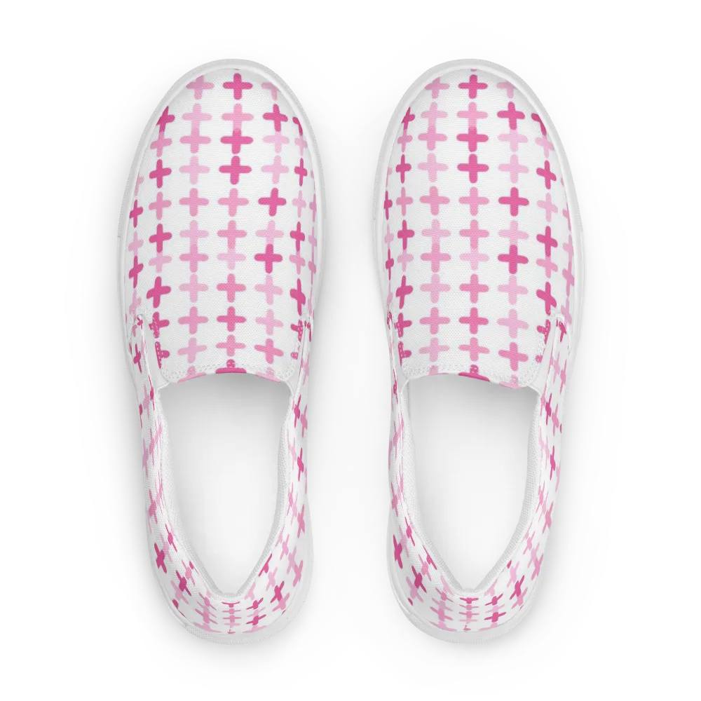 Candy Crosses on Men's Slip-On Canvas Shoes — Front