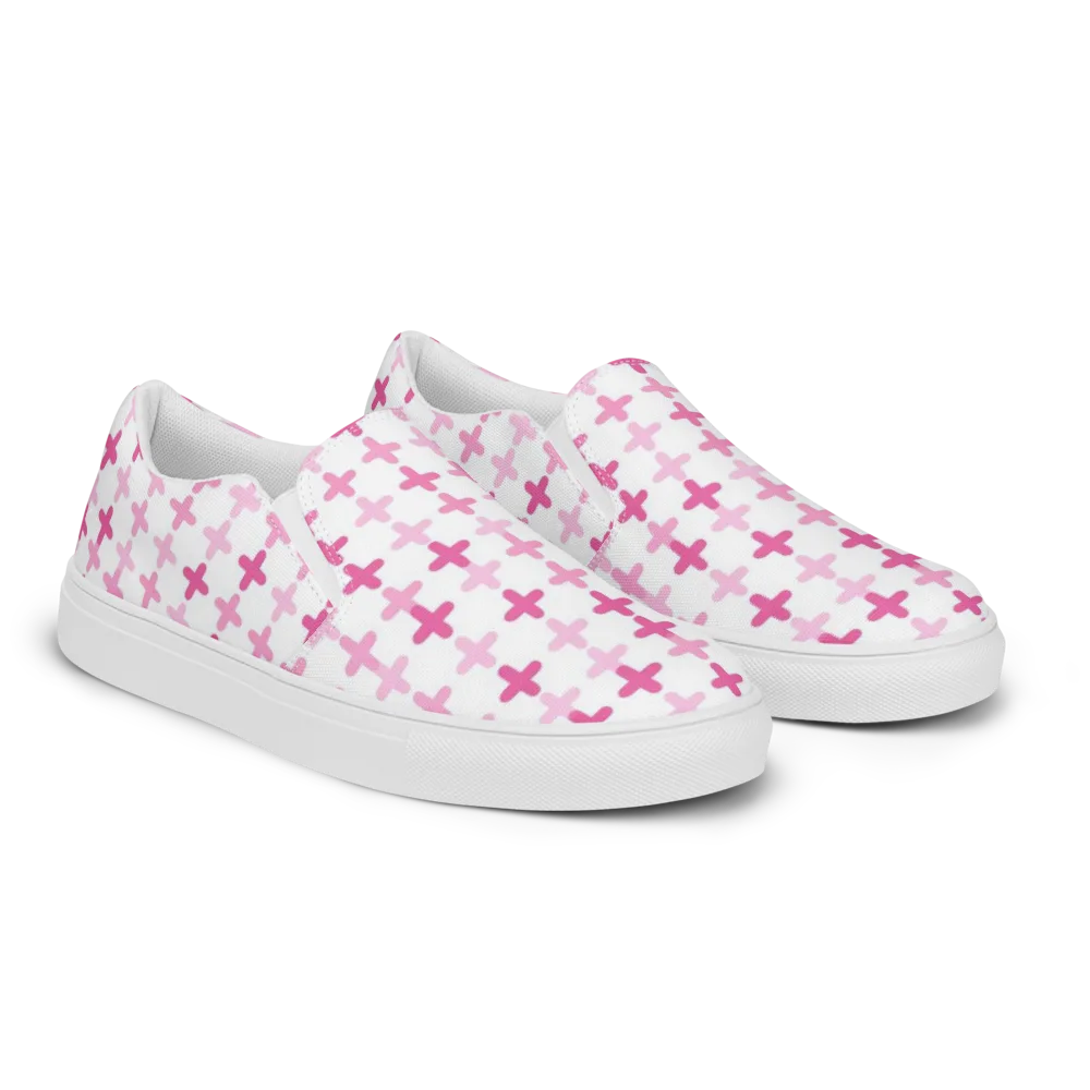 Candy Crosses on Men's Slip-On Canvas Shoes — Right Front
