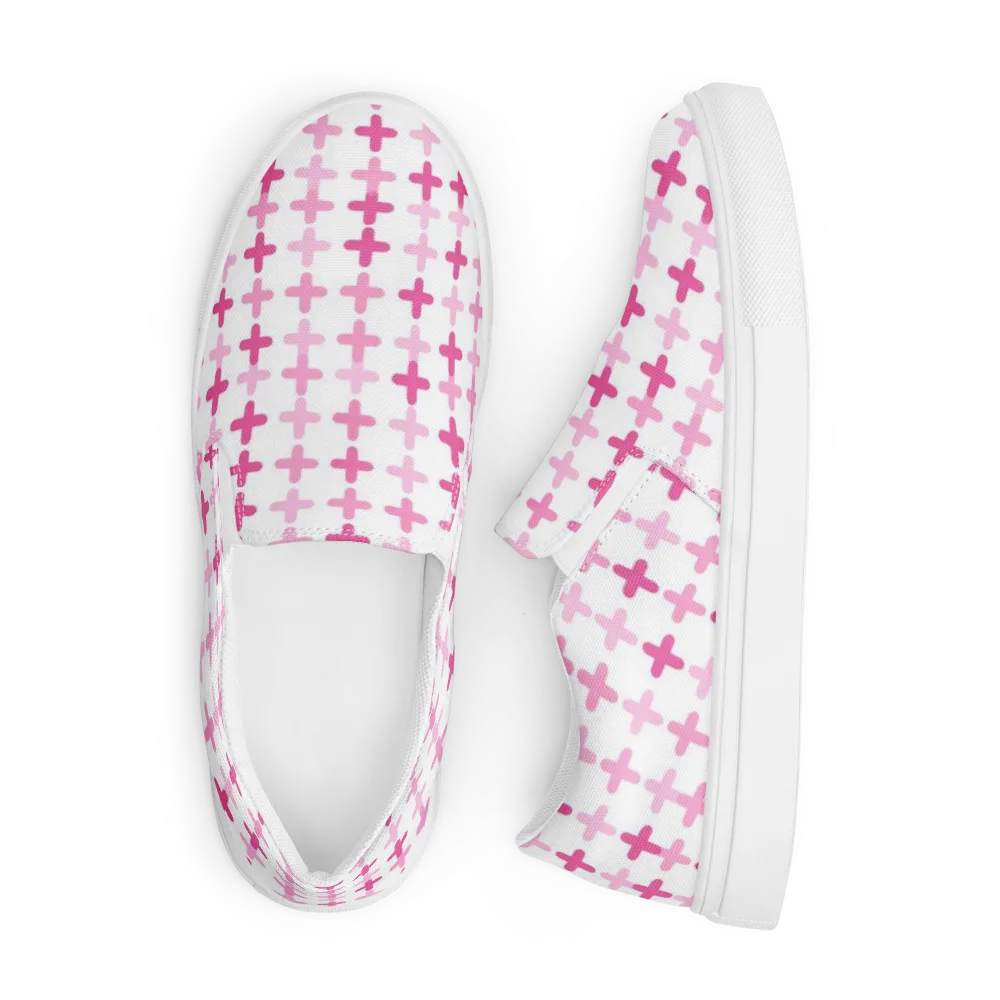Candy Crosses on Men's Slip-On Canvas Shoes — Front
