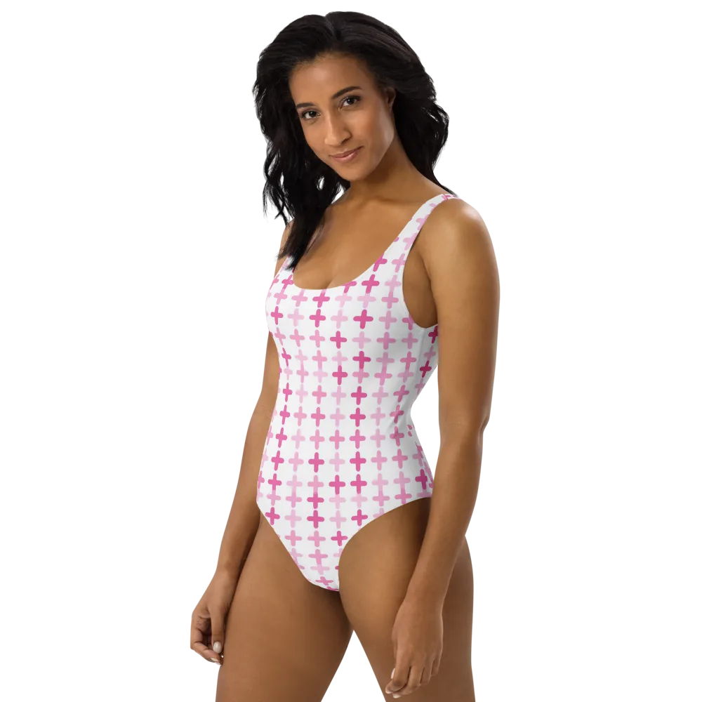 Candy Crosses on One-Piece Swimsuit — Left
