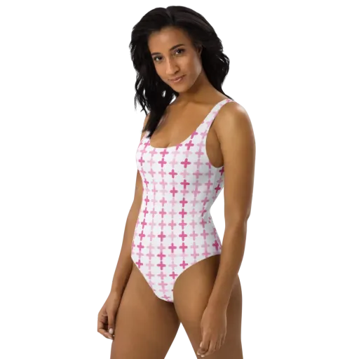 Candy Crosses on a One-Piece Swimsuit