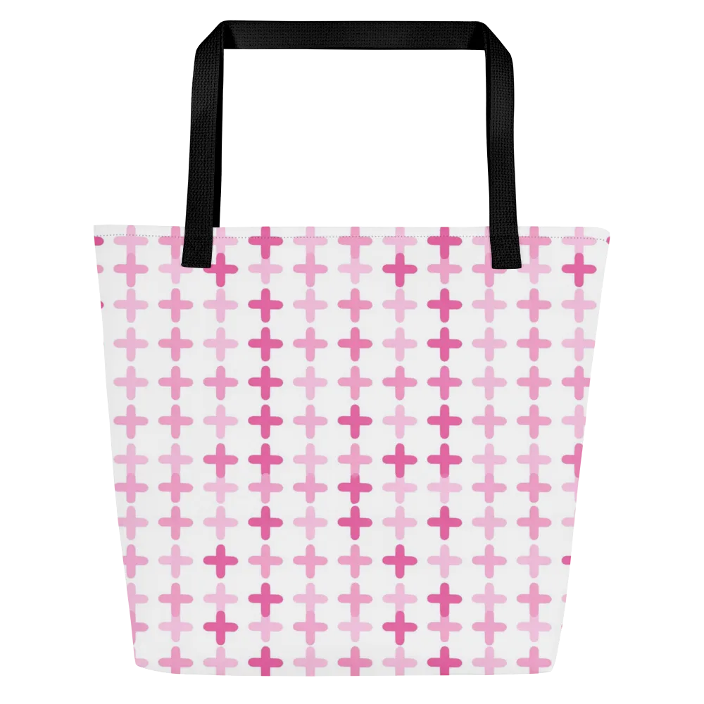 Candy Crosses on Large Tote Bag W/ Pocket — Front