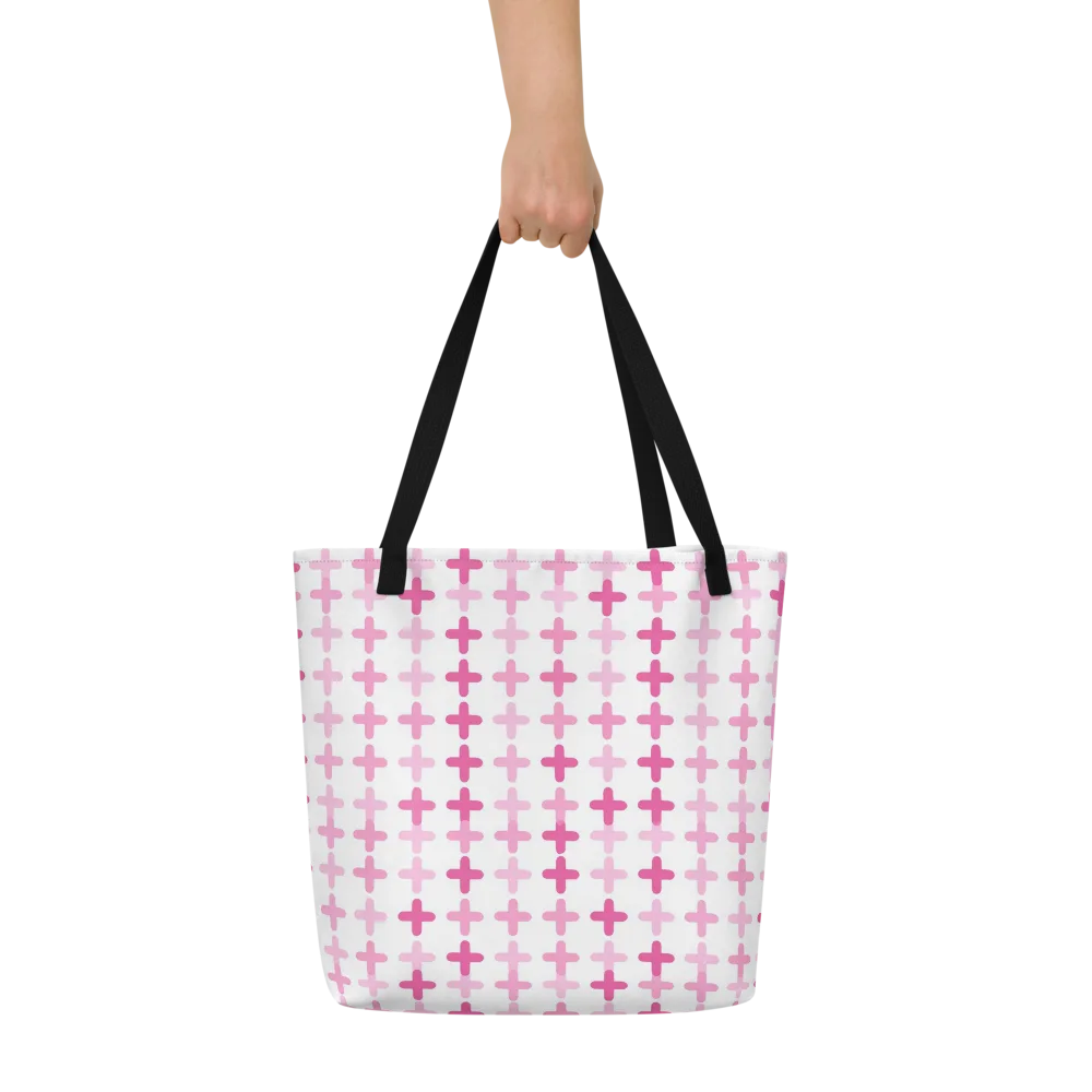 Candy Crosses on Large Tote Bag W/ Pocket — Front