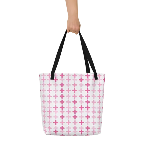 Candy Crosses on a Large Tote Bag W/ Pocket