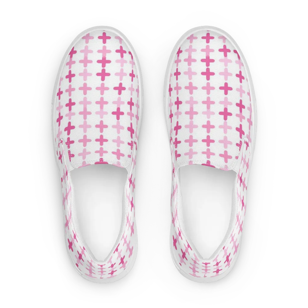 Candy Crosses on Women's Slip-On Canvas Shoes — Front